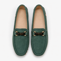 Green Suede Pebbled Driving Loafers