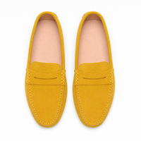 Yellow Suede Penny Boat Loafers