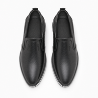 Black Leather White Sole Loafers