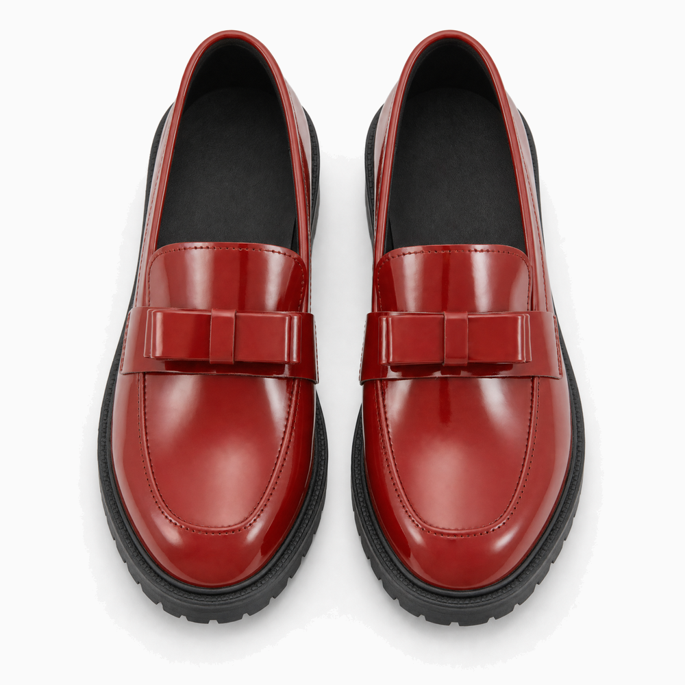 Red Patent Bow Loafers