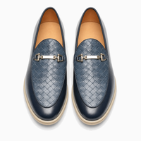 Navy Woven Horsebit Loafers