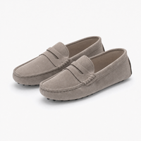 Grey Suede Driving Stitch Loafers