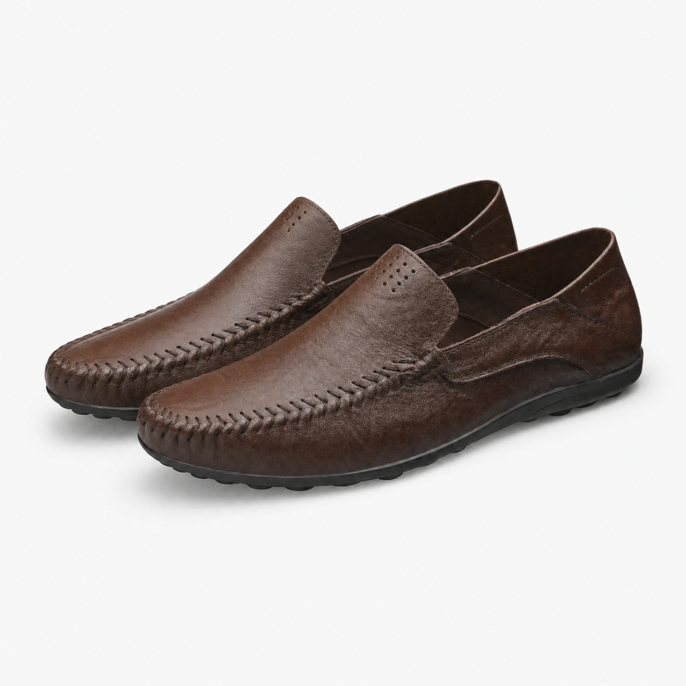 Dark Brown Perforated Loafers