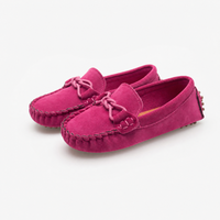 Girls Pink Suede Driving Loafers