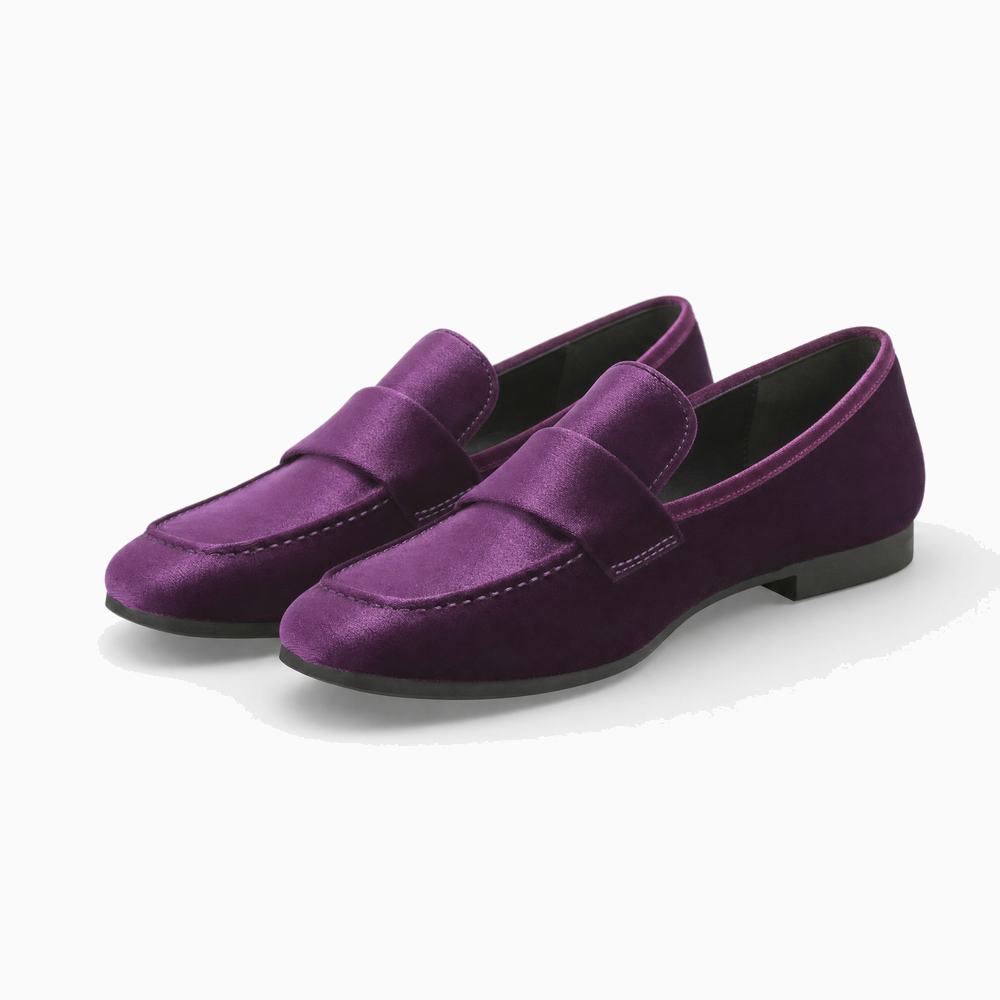 Purple Velvet Penny Loafers