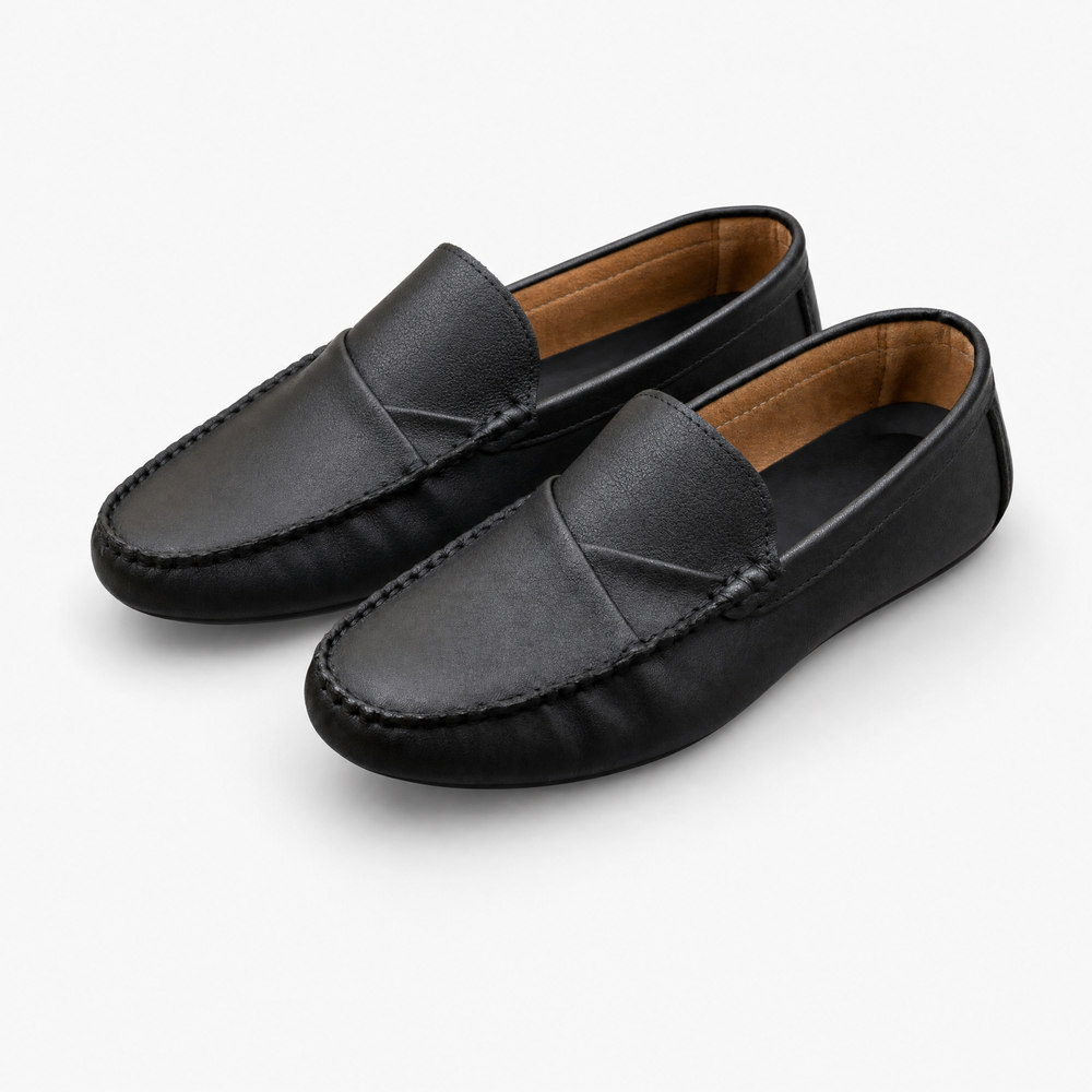 Black Woven Horsebit Comfort Loafers