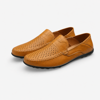 Camel Perforated Slip On Loafers