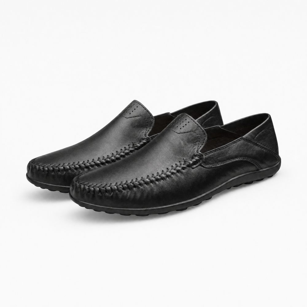 Black Braided Vamp Loafers