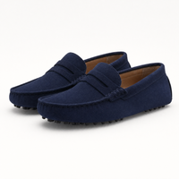 Blue Stitched Lace Up Loafers