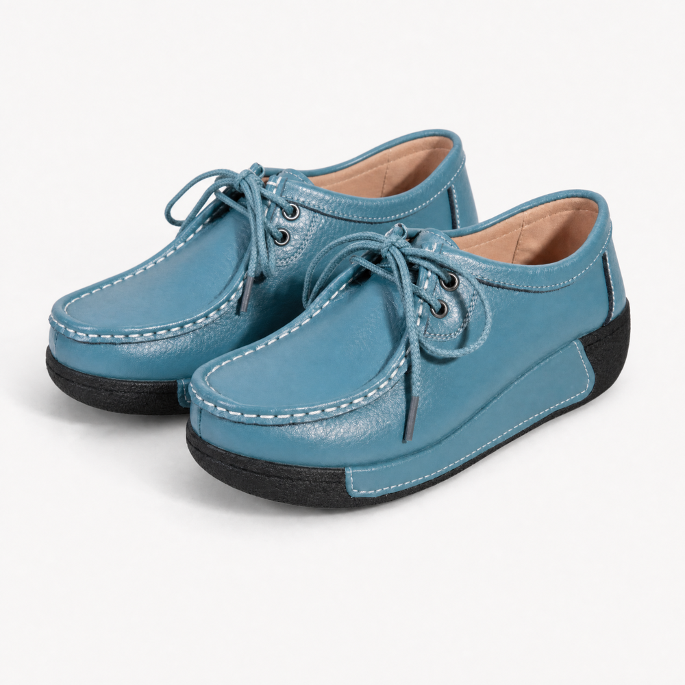 Blue Patent Bow Platform Loafers