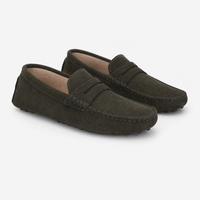 Brown Suede Pointed Flat Loafers