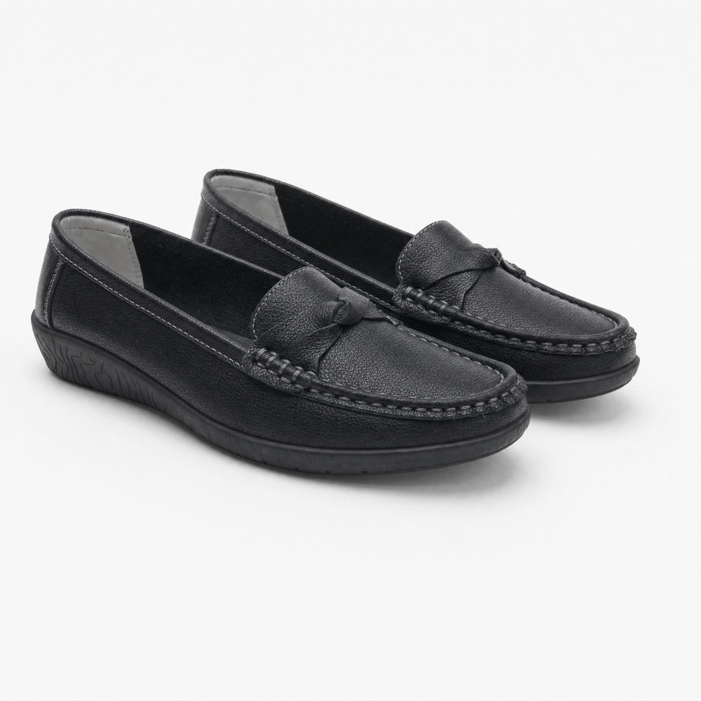 Black Braided Wedge Loafers