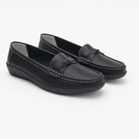 Black Braided Wedge Loafers