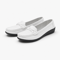White Braided Leather Loafers
