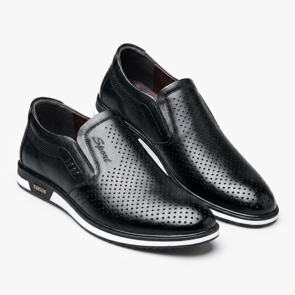 Black Perforated Breathable Loafers