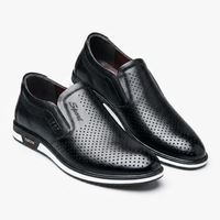 Black Perforated Breathable Loafers