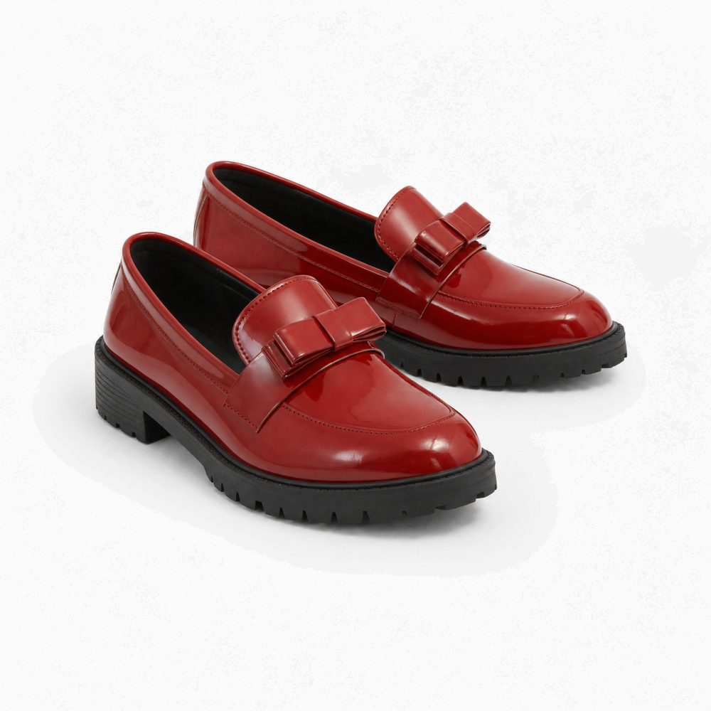 Red Patent Bow Loafers