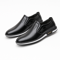 Black Leather White Sole Loafers