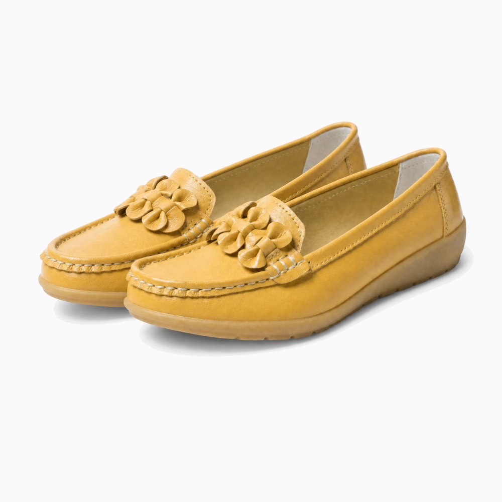 Yellow Suede Studded Driving Loafers
