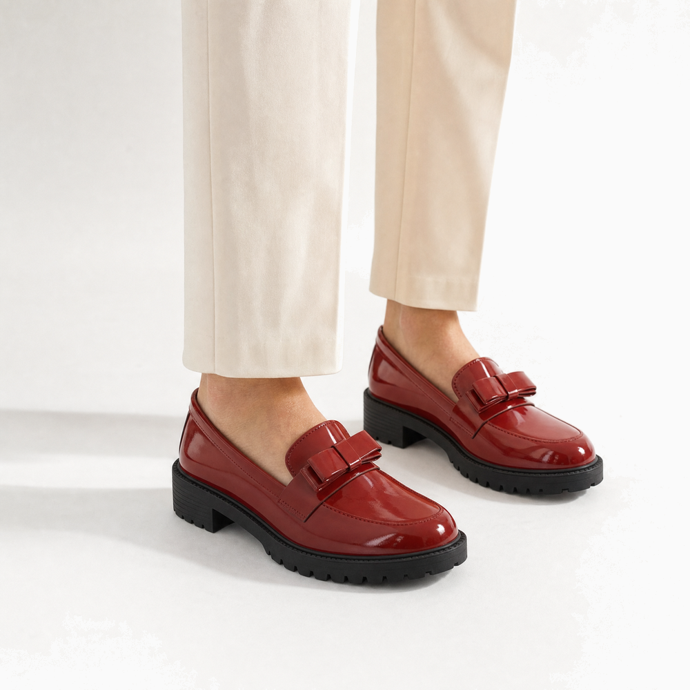 Red Patent Bow Loafers