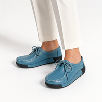 Blue Patent Bow Platform Loafers