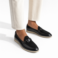 Black Woven Gold Horsebit Loafers