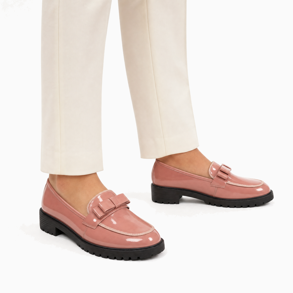 Rose Patent Bow Chunky Loafers