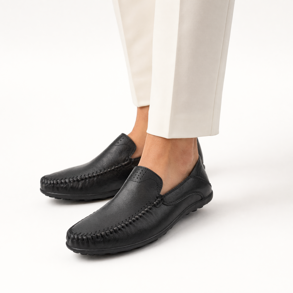 Black Braided Vamp Loafers