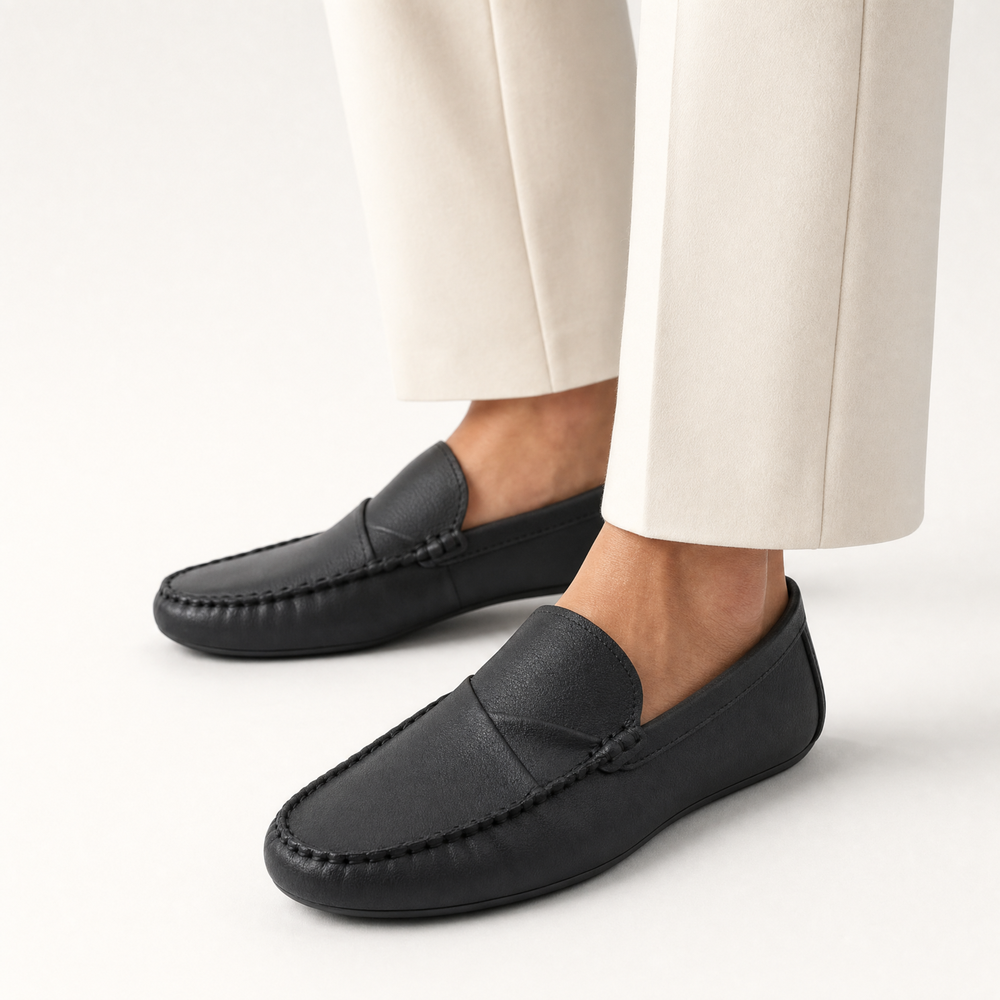 Black Woven Horsebit Comfort Loafers