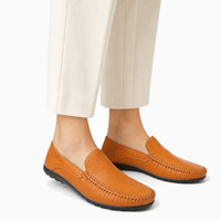 Brown Stitched Vamp Loafers