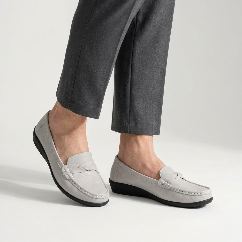 Grey Sport Stripe Sole Loafers
