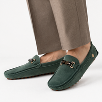 Green Suede Pebbled Driving Loafers