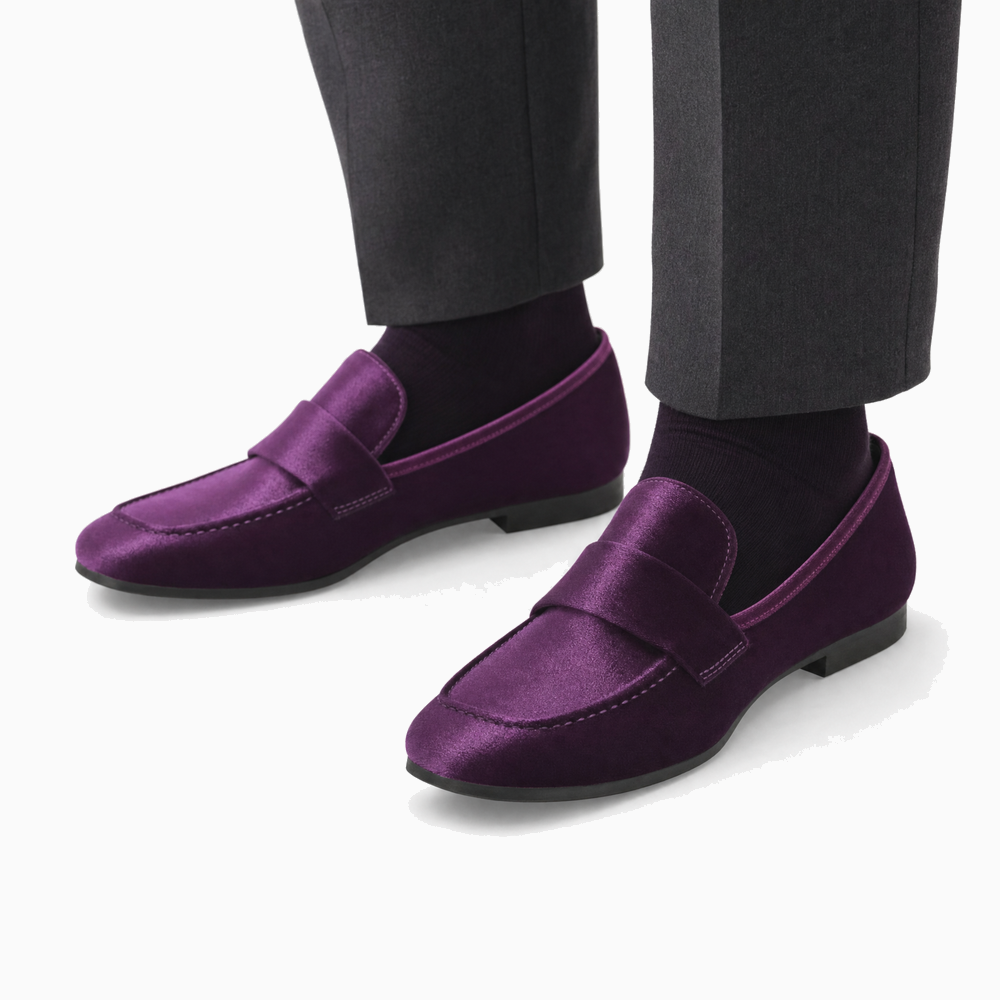 Purple Velvet Penny Loafers