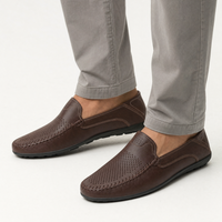 Brown Patent Stitch Loafers