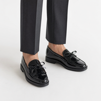 Black Patent Bow Fringe Loafers