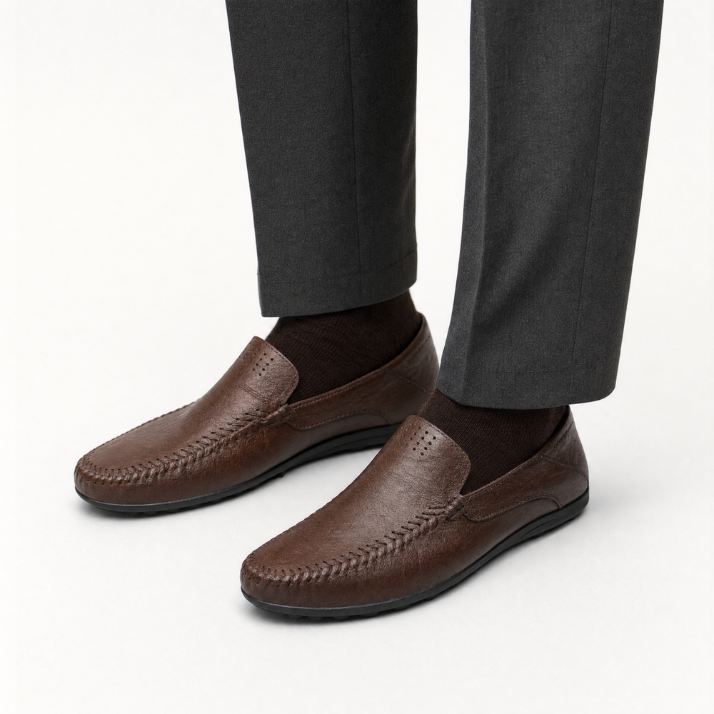 Dark Brown Perforated Loafers