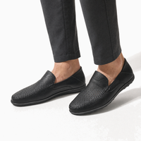 Black Perforated Trim Loafers