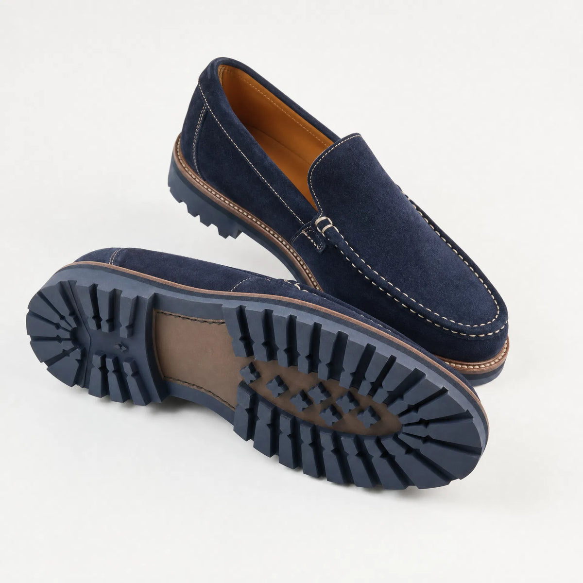 Navy Suede Chunky Loafers