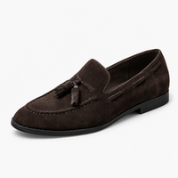 Brown Tassel Loafers Block Heel