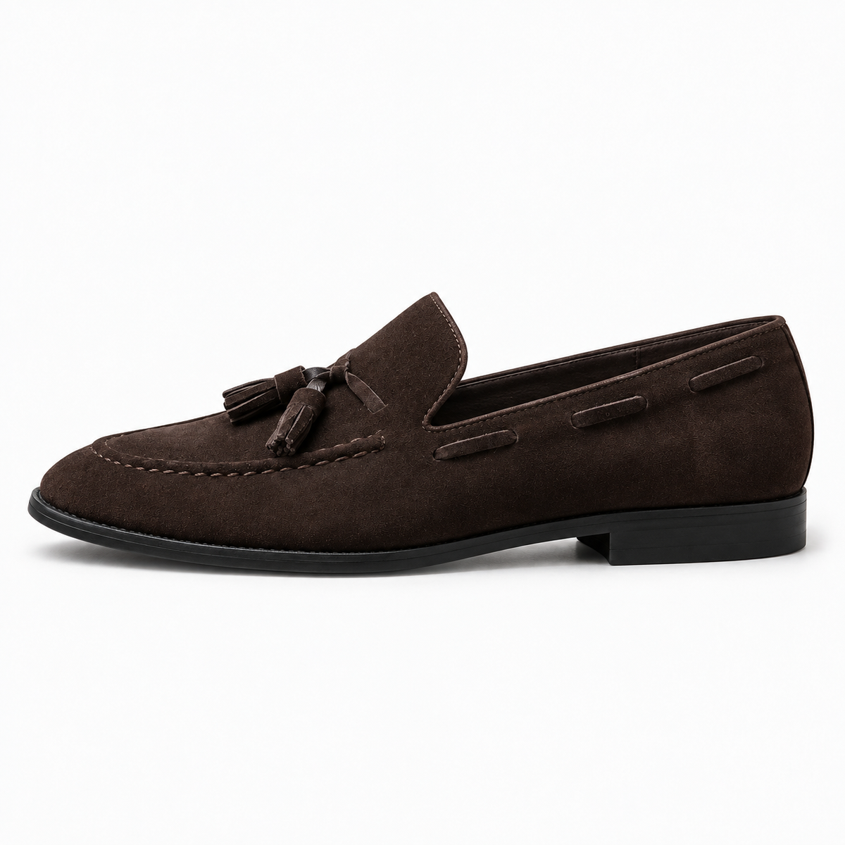 Brown Tassel Loafers Block Heel