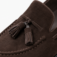 Brown Tassel Loafers Block Heel