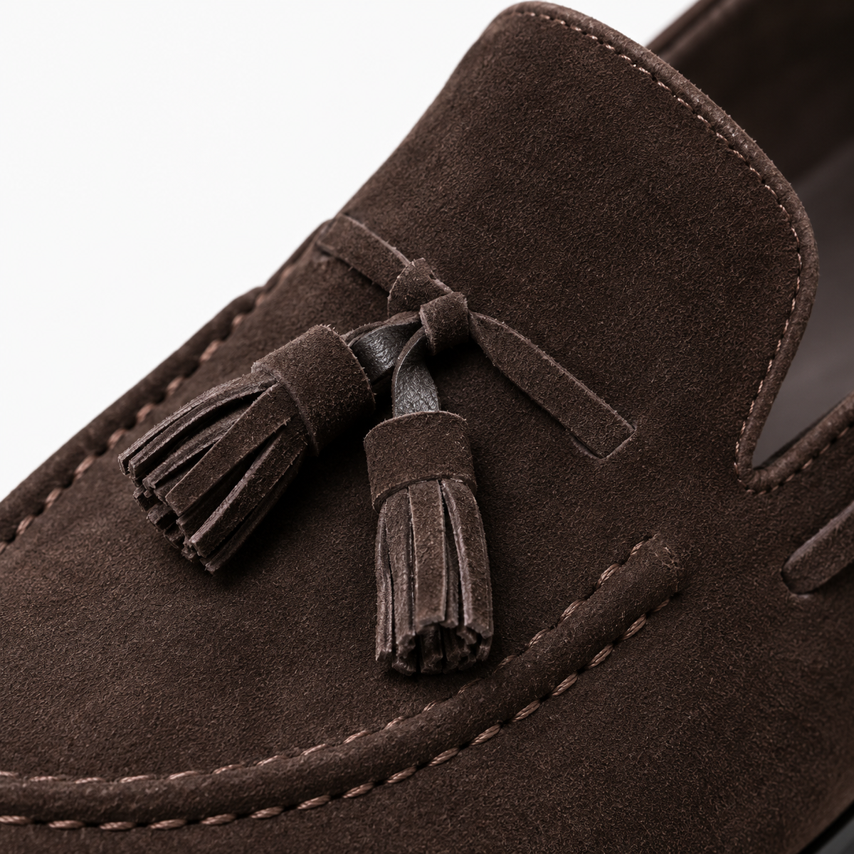 Brown Tassel Loafers Block Heel