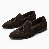 Brown Tassel Loafers Block Heel