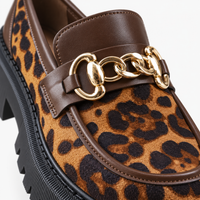 Leopard Chain Platform Loafers