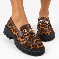 Leopard Chain Platform Loafers