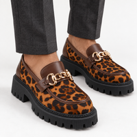 Leopard Chain Platform Loafers