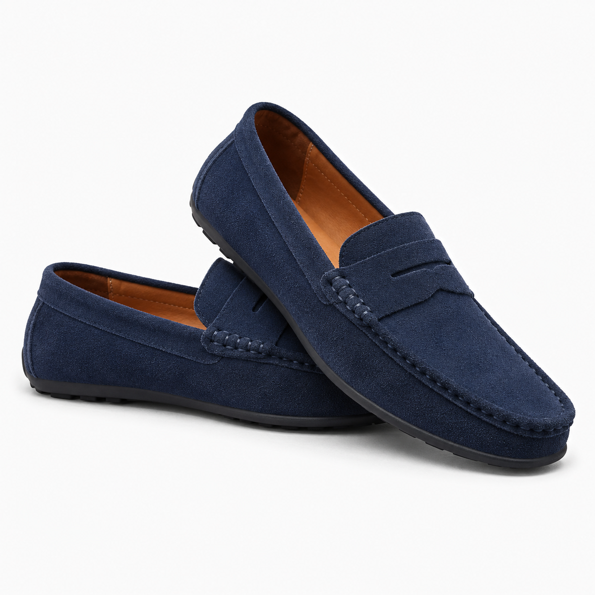 Navy Penny Loafers
