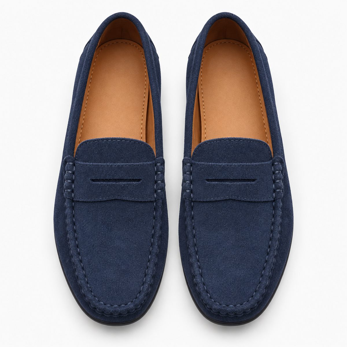 Navy Penny Loafers