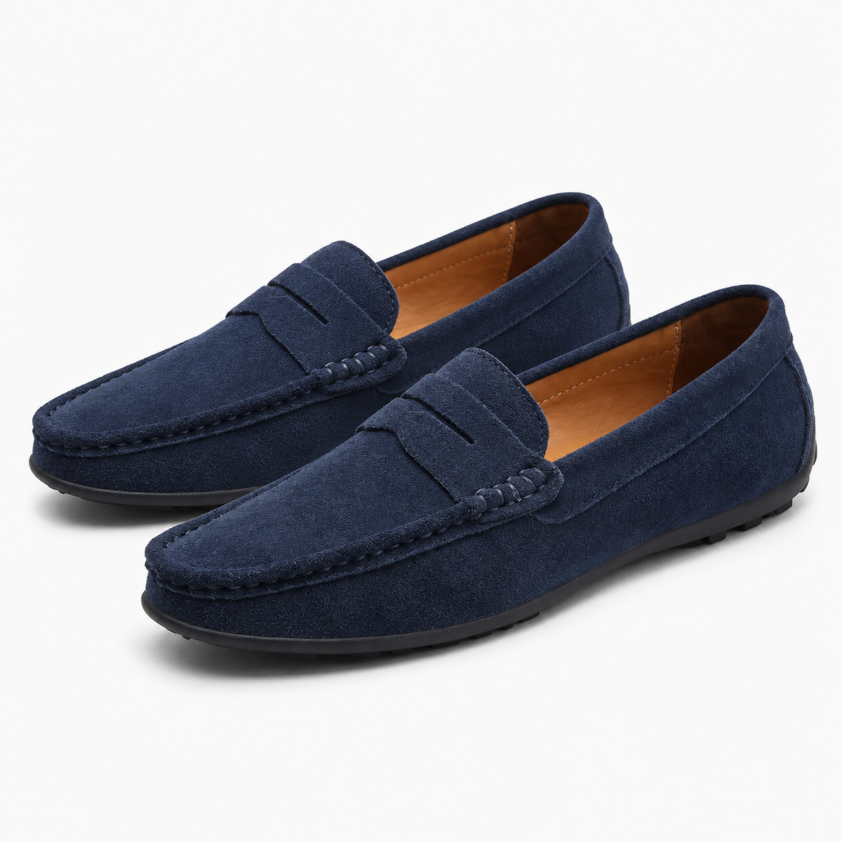 Navy Penny Loafers