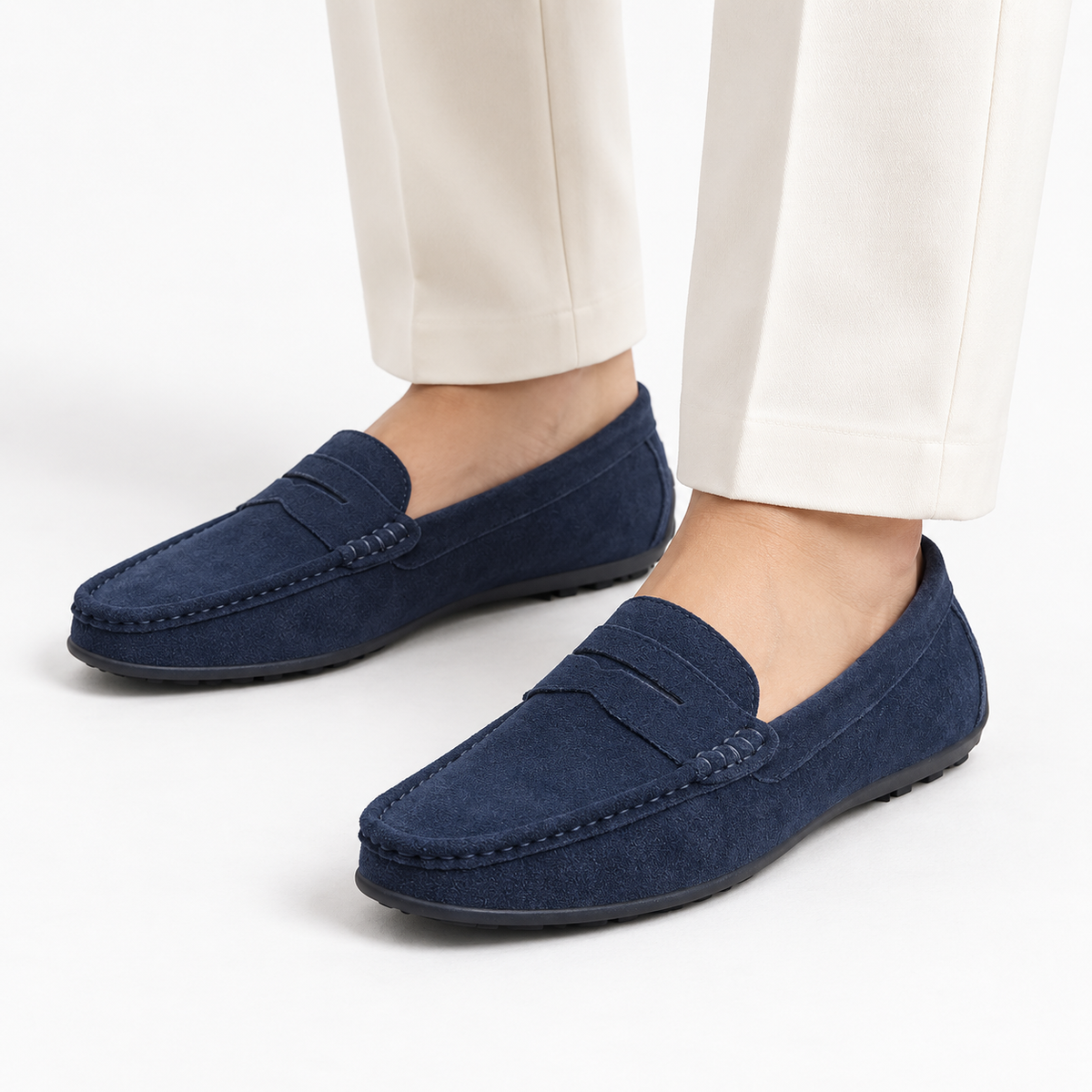 Navy Penny Loafers